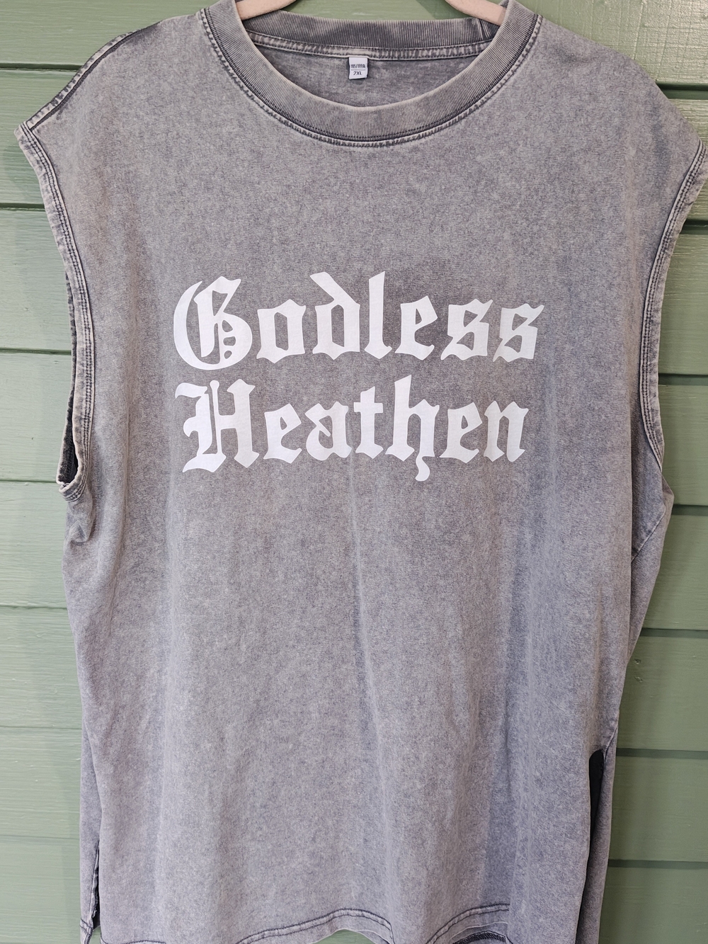 Godless Heathen Grey Sleeveless Graphic Top 2XL